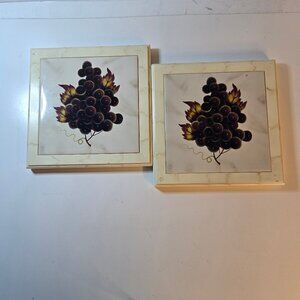 Wall Art or Trivet - Grape Decor - Vintage Set of 2